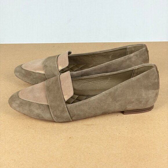 Birdies Shoes - Birdies The Sparrow Suede Loafers Womens 10.5 Tan Metallic Slip On Flats